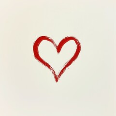 A simple red outline of a heart, perfectly centered on a clean white background.