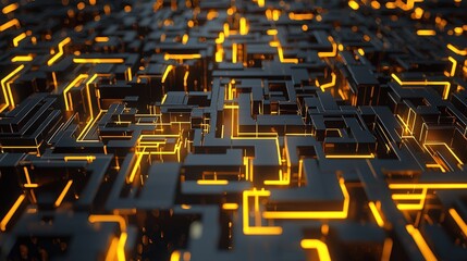 Obraz premium Maze glowing as interconnected pathways glow, guiding clarity insight motion. Continues connective Glow Guides radiates