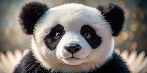 Fototapeta premium Black and White Panda Soft Toy Aerial Photography