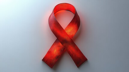 A vibrant red ribbon symbolizing awareness, set against a soft gradient background, illuminating hope
