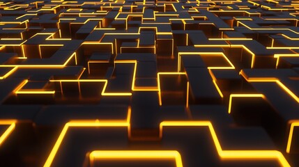 Obraz premium Maze patterns intertwined with glowing puzzle pieces, leading to clarity