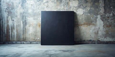 Black Canvas on Peeling Gray Wall Mockup