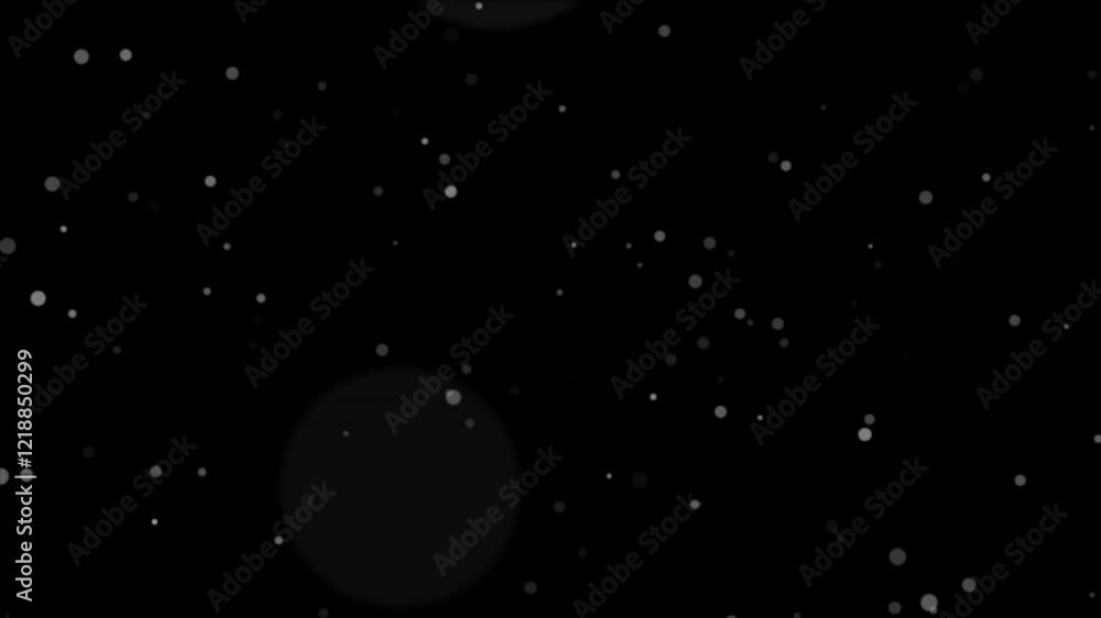 Poster white particles and bokeh on black background animation