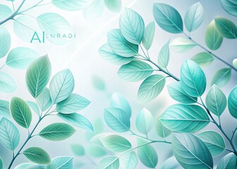 Teal Leaf Abstract Background with White Copy Space - Perfect for Text Overlay
