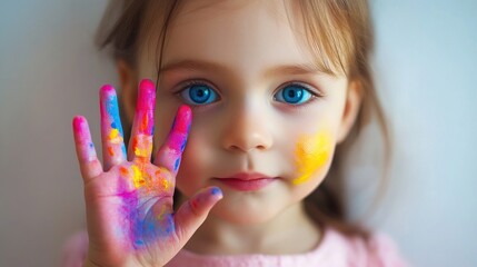 Little Artist with Colorful Hand