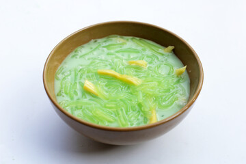 Rice noodles dessert with coconut milk cream