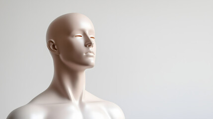 Minimalist Matte White Mannequin in Neutral Pose on Plain White Background