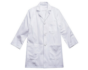 white lab coat isolated on transparency background, perfect for medical or scientific use, showcasing professional appearance and practical design