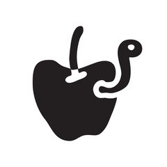 Apple doodle icon hand drawn in flat style. Vector illustration isolated on white background