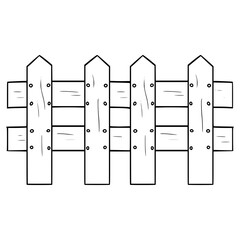 wooden gate illustration hand drawn outline vector