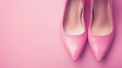 Pink Women Shoes Background. High Heel Shoes Closeup