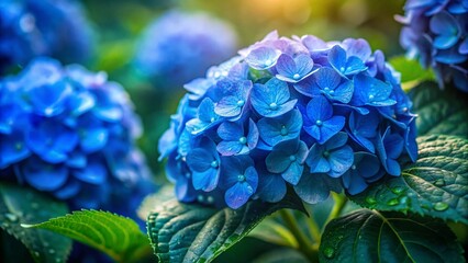 Blue Hydrangea Night Garden Dew Drops