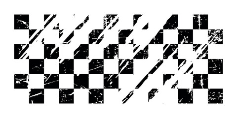 Race flag grunge background, car rally or motocross finish flag with vector checker pattern. Grunge race flag for car racing sport or bike speedway, motorsport © zainuddin