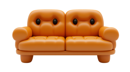 Sofa, couch, armchair 3D icon - transparent image, png.