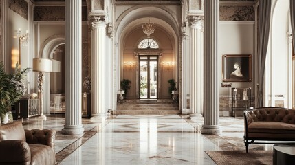 Grandiose Marble Hallway in a Luxurious Mansion