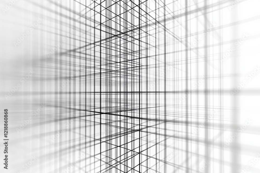 Poster Floating interconnected wireframe grids