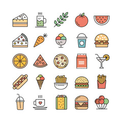 Food and Drink Line Icon Set - Editable Stroke for Web and Design Projects