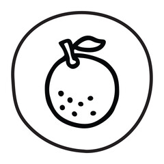 Citrus orange or lemon doodle icon hand drawn with black line in freehand style. Vector illustration isolated on white background