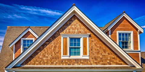Obraz premium Brighton MA Shingle Gable House Exterior, Family Home, Copy Space