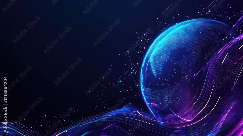 Wall mural digital globe with abstract lines