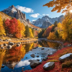 Naklejka premium Scenic Mountain View in Autumn Glow.jpeg