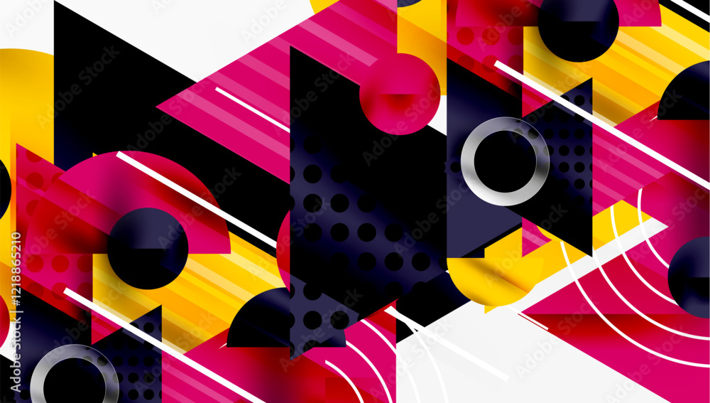 Poster modern geometric background - overlapping triangles with smooth gradients and semi-transparency