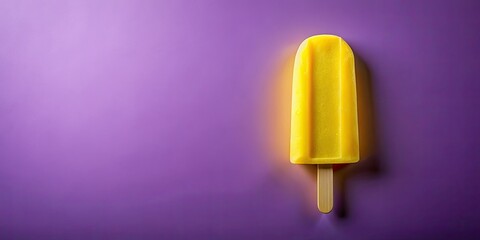 Sun-drenched yellow popsicle, a vibrant silhouette against a rich purple backdrop. Summer sweetness captured.