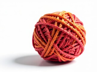 Colorful Yarn Ball, Isolated, High-Quality Studio Shot