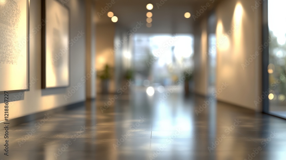 Poster modern professional office space with bright lighting and minimalist design elements creating an inv