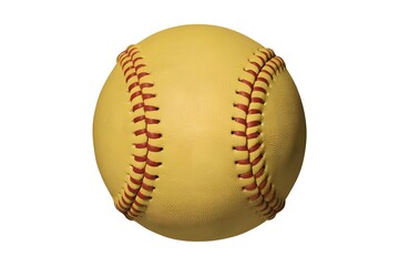 Yellow Softball with Red Stitching - Detailed Sports Equipment.