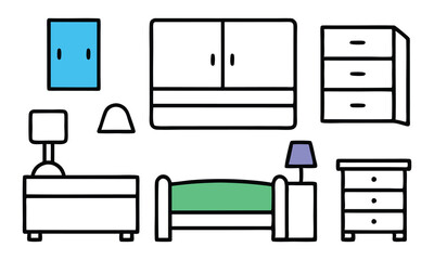 Modern Bedroom Furniture Line Art with Minimalist Style
