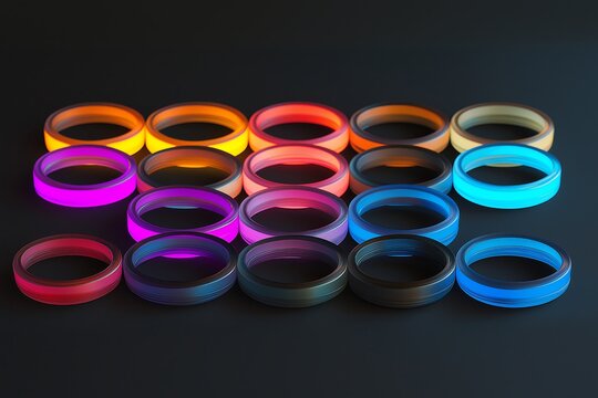 Pulsating rings of varying colors and opacity