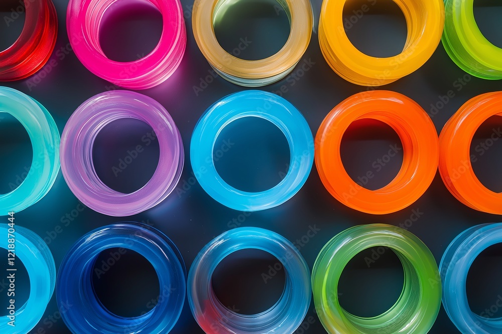 Poster Pulsating rings of varying colors and opacity