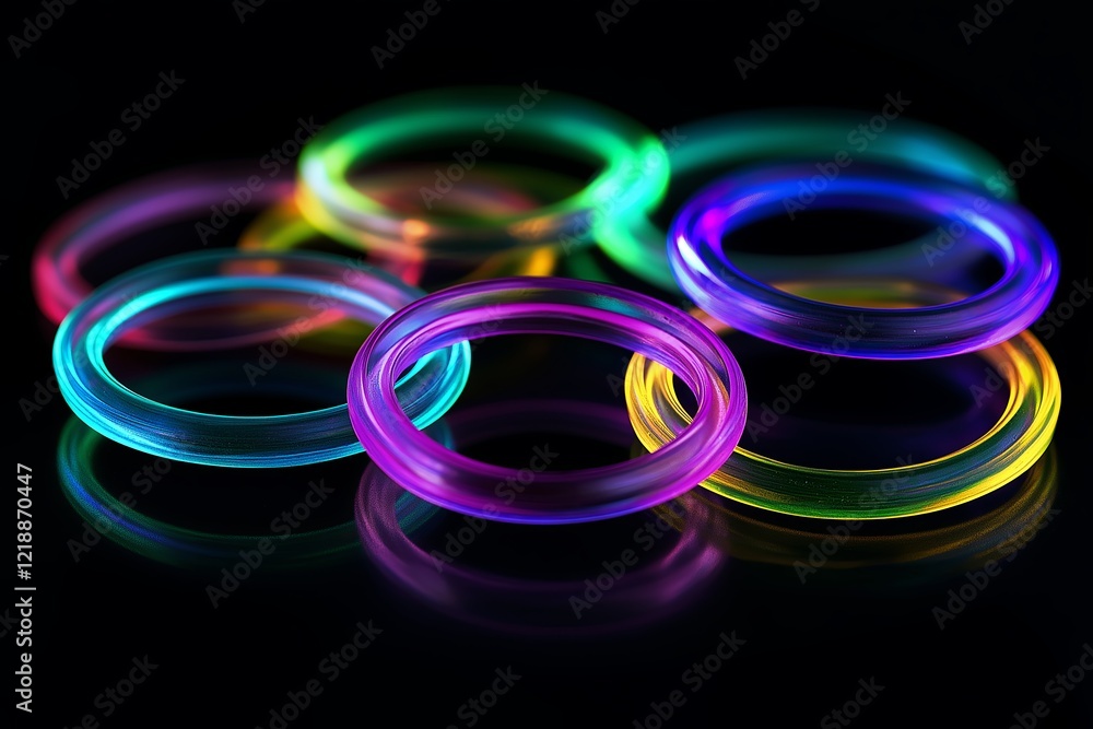 Poster Pulsating rings of varying colors and opacity