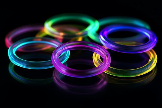 Pulsating rings of varying colors and opacity