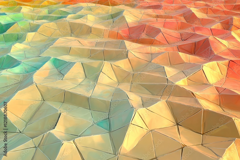 Poster randomized faceted surfaces in low-poly style