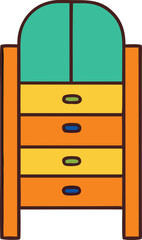 Bright and Colorful Storage Cabinet Illustration with Modern Design