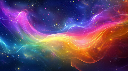 Obraz premium Quantum Technology. Colorful waves or particles softly dissolving into the air, creating an effect of uncertainty and dynamics, characteristic of quantum computers