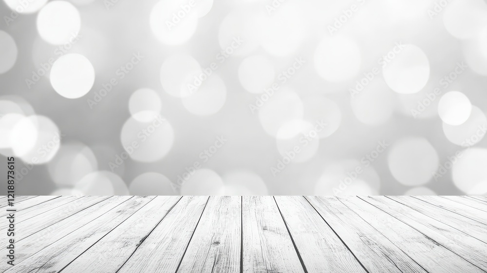 Poster white wooden table top with blurred background creating a soft and elegant atmosphere for abstract o