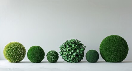 Circular bush patterns placed creatively on a plain white background
