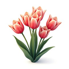 Fototapeta premium An isometric depiction of tulip bouquet icon