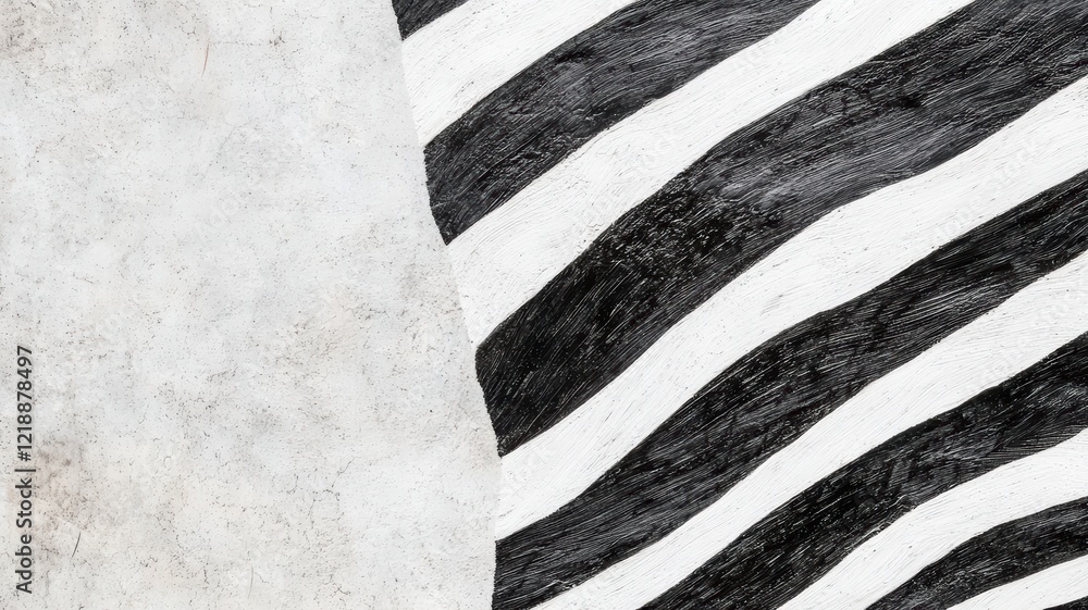 Poster minimalist black and white zebra stripe pattern on textured background