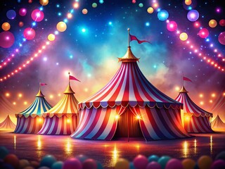 Circus Party Poster - Bokeh Illuminated Tents