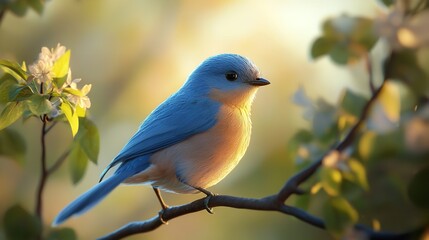 Fototapeta premium A blue sparrow bird on branch