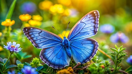 Close-up Blue Butterfly on Ground - Landscape AI Photography