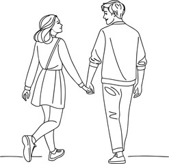 Hand-in-hand couple walking, a simple illustration of love.