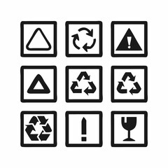 Collection of Packaging Symbols for Recycling and Safety