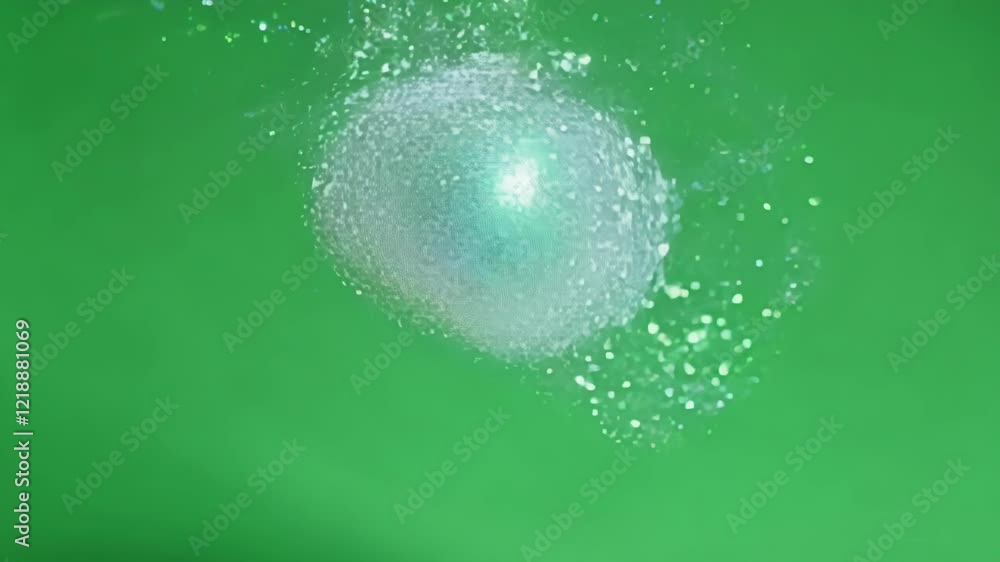 Poster iridescent particles shimmering in the light. green screen chromakey.