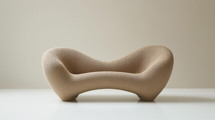 Stylish modern designer futuristic semi-circular sofa in milky color. . Sofa projections for design, collage, banner.