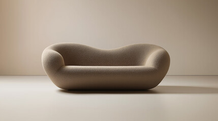 Stylish modern designer futuristic semi-circular sofa in milky color. . Sofa projections for design, collage, banner.